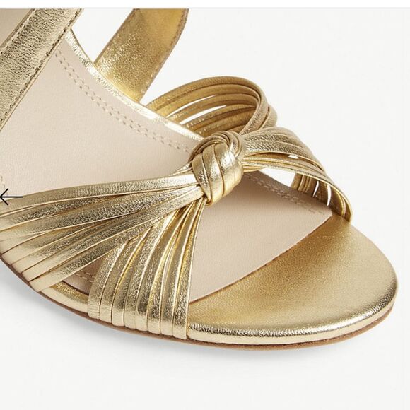 New SANDRO Paris Elisa metallic leather sandals 37 /7.5 Gold back zipper - Picture 5 of 9